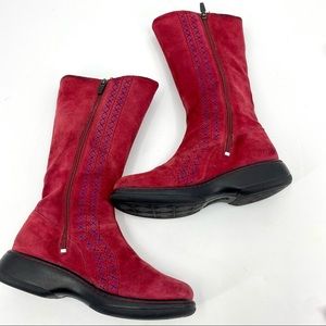 Dansko red suede embroidered boots 38
